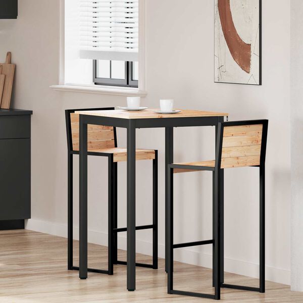 vidaXL Bartisch Natur 70 x 70 x 105 cm Massives Kiefernholz