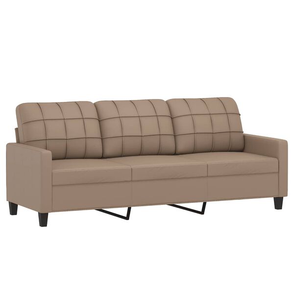 vidaXL 3-Sitzer-Sofa mit Hocker Cappuccino-Braun 180 cm Kunstleder