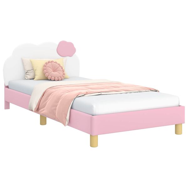 vidaXL Kinderbettgestell mit Kopfteil mit Kopfteil Rosa 90 x 200 cm PU