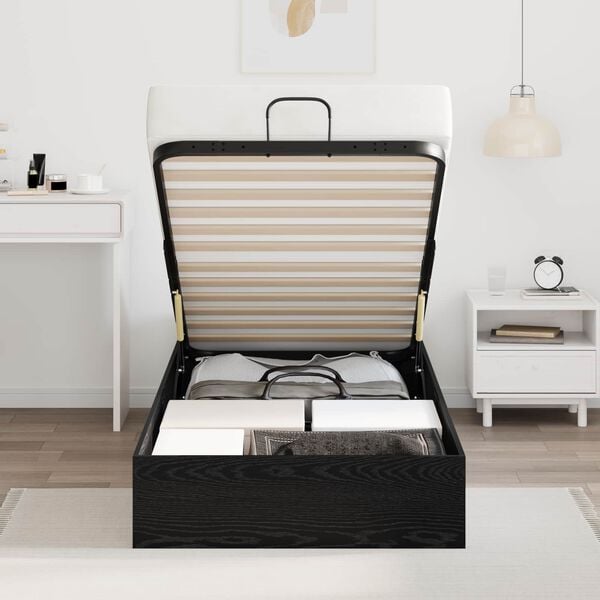 vidaXL Ottoman Bettgestell Schwarz Eichen-Optik 193 x 120 x 25 cm