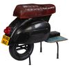 vidaXL Barhocker Motorroller Schwarz Echtleder und Massives Altholz