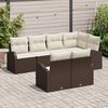 vidaXL Garten-Sofa-Set mit Kissen 7 pcs Braun und Weiß Poly Rattan