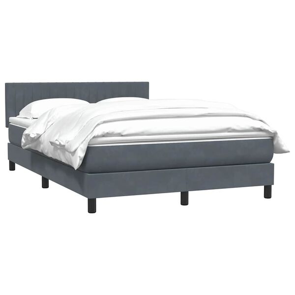 vidaXL Boxspringbett mit Matratze Dunkelgrau 140x220 cm Samt