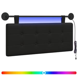 vidaXL H&auml;ngendes Kopfteil Mit LED Licht Schwarz Kunstleder