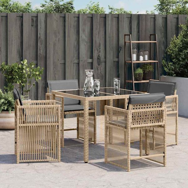 vidaXL Gartenst&uuml;hle mit Kissen 4 Stk. Beigemischung Poly Rattan