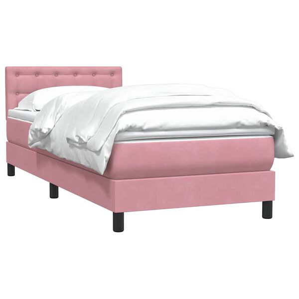vidaXL Boxspringbett mit Matratze Rosa 100x220 cm Samt
