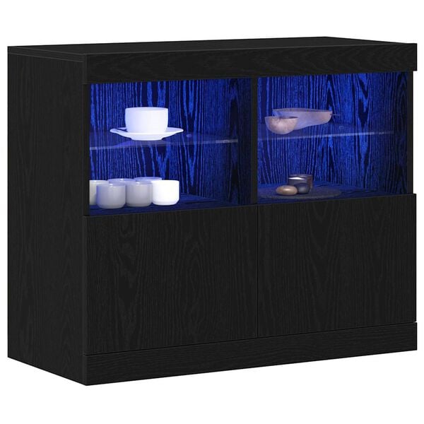 vidaXL LED-Sideboard Schwarz 81 x 37 x 66,5 cm Holzwerkstoff