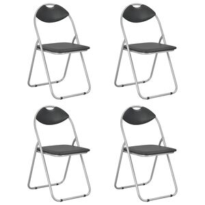 vidaXL Klappst&uuml;hle, 4 St&uuml;ck, schwarzes Kunstleder