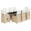 vidaXL 9-tlg. Garten-Bistro-Set mit Kissen Beige Poly Rattan