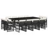 vidaXL 13-tlg. Garten-Essgruppe mit Kissen Schwarz Poly Rattan