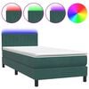 vidaXL Boxspringbett mit Matratze & LED Dunkelgr&uuml;n 80x220 cm Samt