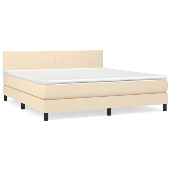 vidaXL Boxspringbett mit Matratze Creme 180x200 cm Stoff