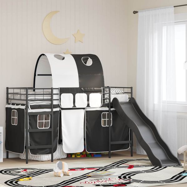 vidaXL Kinder-Etagenbett Schwarz 74,5 x 190 cm Metall