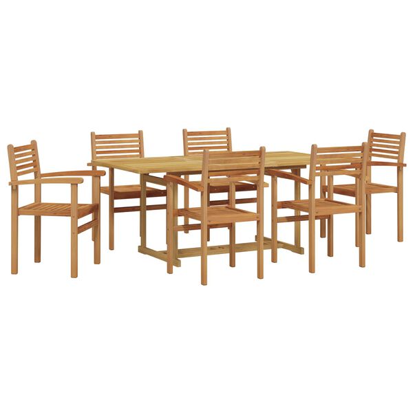 vidaXL Garten Essgruppe 7 pcs Braun Massivholz Teak