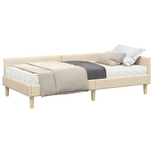 vidaXL Eckbettgestell mit Matratze 2 stk. Creme 90 x 190 cm Stoff