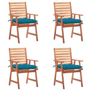 vidaXL Garten-Essst&uuml;hle 4 Stk. mit Kissen Massivholz Akazie
