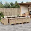 vidaXL 15-tlg. Garten-Essgruppe mit Kissen Beige Poly Rattan