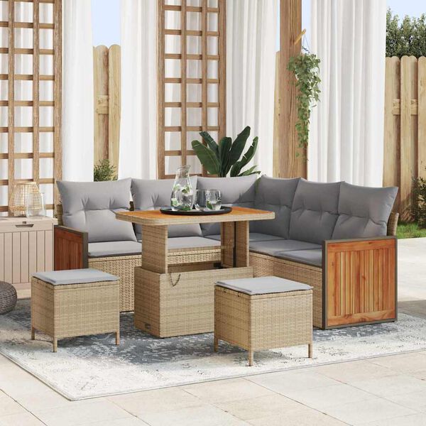 vidaXL Garten-Sofa-Set 8 pcs Beige Poly-Rattan