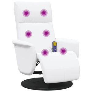 vidaXL Massagesessel mit Fu&szlig;teil Wei&szlig; Kunstleder