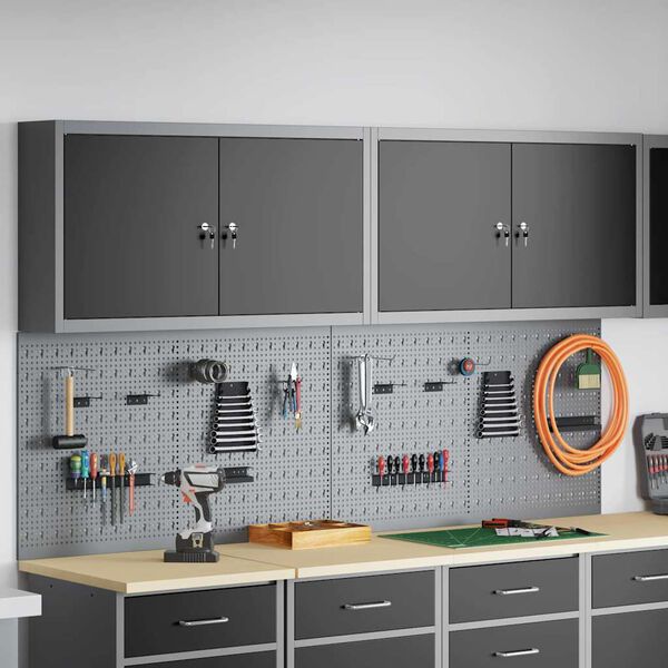 vidaXL Werkzeugschrank und Pegboard Set mit Regal 6 pcs Schwarz