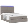 vidaXL Ottoman-Bett mit Matratze & LEDs Taupe 140x190 cm Stoff