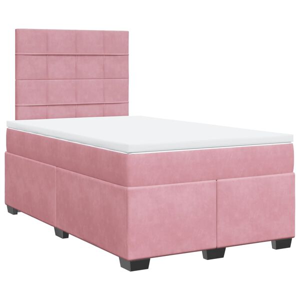 vidaXL Boxspringbett mit Matratze Rosa 120x200 cm Samt