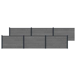 vidaXL Zaunelement 6 pcs WPC und Aluminium Grau