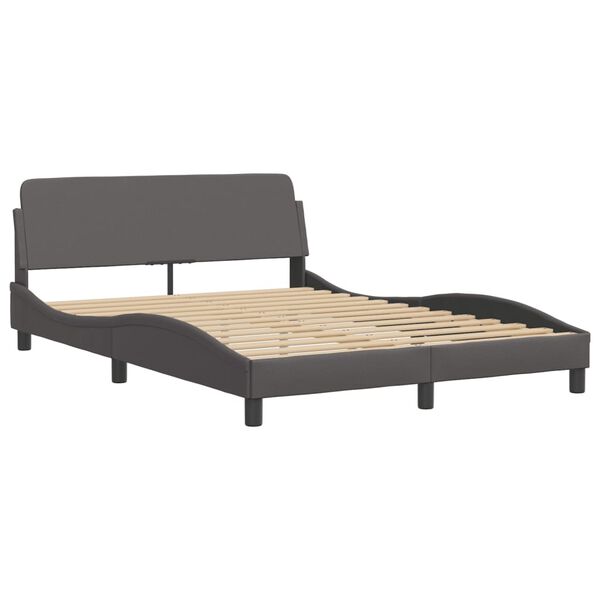 vidaXL Bett "Viana" mit Matratze Grau 140x190 cm Kunstleder