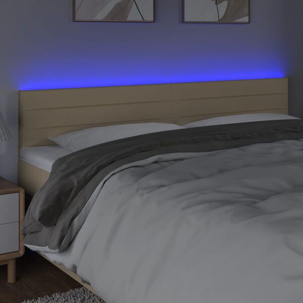vidaXL LED Kopfteil Creme 160x5x78/88 cm Stoff
