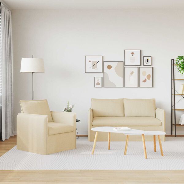 vidaXL Sofa 2 pcs Creme