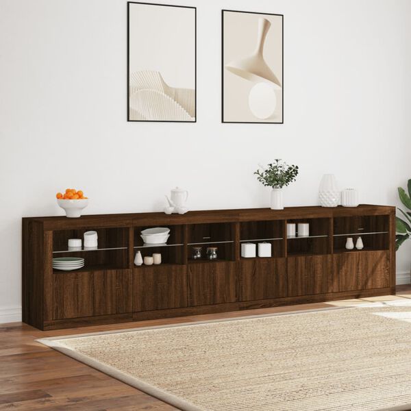 vidaXL Sideboard mit LED-Leuchten Braun Eichen-Optik 283x37x67 cm