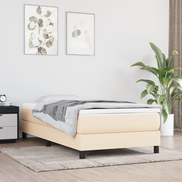 vidaXL Boxspringbett mit Matratze Creme 90x190 cm Stoff