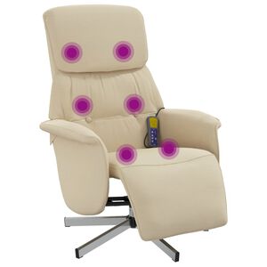 vidaXL Massagesessel mit Fu&szlig;teil Creme Stoff