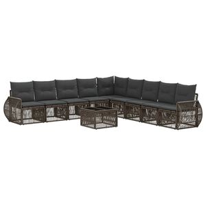 vidaXL Gartensofa-set 10 stk. Grau und Dunkelgrau Poly-Rattan
