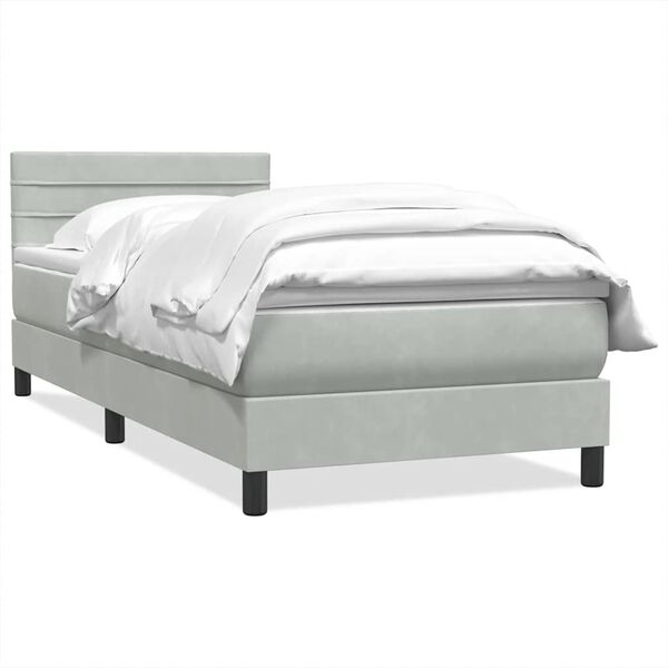 vidaXL Boxspringbett mit Matratze Hellgrau 100x220 cm Samt