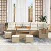 vidaXL Garten-Sofa-Set mit Kissen mit Speicher Beige Poly Rattan
