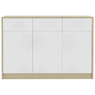 vidaXL Sideboard Weiß Sonoma-Eiche 110x30x75 cm Holzwerkstoff