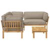 vidaXL Sofa Set mit Kissen Uni 4 pcs Taupe Massivholz Akazie
