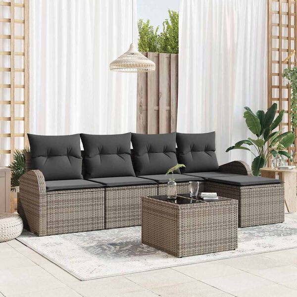 vidaXL Gartensofa-set 6 pcs Grau Poly-Rattan