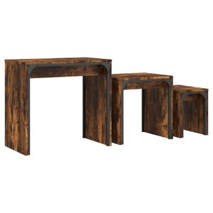 vidaXL Satztische 3 Stk. R&auml;uchereiche Holzwerkstoff