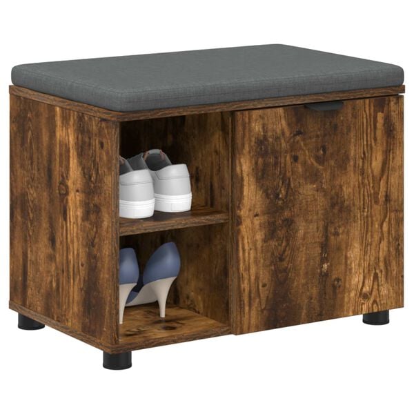 vidaXL Flurbank mit Kissen Uni Ger&auml;ucherte Eiche 60 x 38 x 46 cm