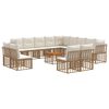 vidaXL Outdoor-Sofagarnitur 14 stk. 13-Sitzer Natur und Cremewei&szlig;