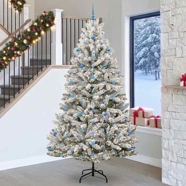 vidaXL K&uuml;nstlicher Weihnachtsbaum Gr&uuml;n und Wei&szlig; 270 cm PVC und Metall