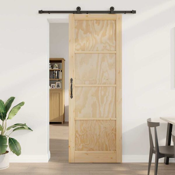 vidaXL Schiebet&uuml;r ORKDAL Braun 83 x 232 cm Massives Kiefernholz