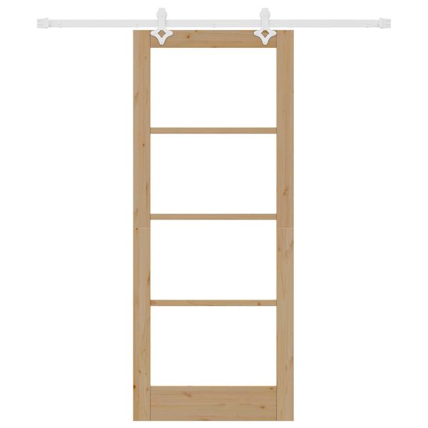 vidaXL Schiebet&uuml;r Natur 83 x 202 cm Massivholz Kiefer und Glas