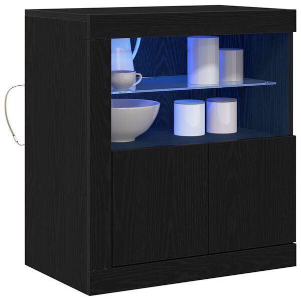 vidaXL LED-Sideboard Schwarz 60,5 x 37 x 67 cm Holzwerkstoff