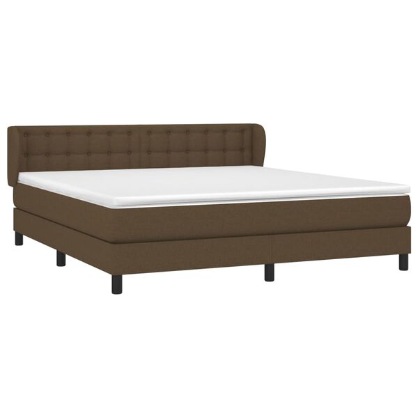 vidaXL Boxspringbett mit Matratze Dunkelbraun 180x200 cm Stoff