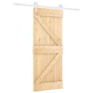 vidaXL Schiebet&uuml;r Nat&uuml;rlich und Wei&szlig; 85 x 210 cm Massivkiefer