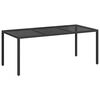vidaXL Gartentisch Schwarz 190x90x75 cm Geh&auml;rtetes Glas Poly Rattan