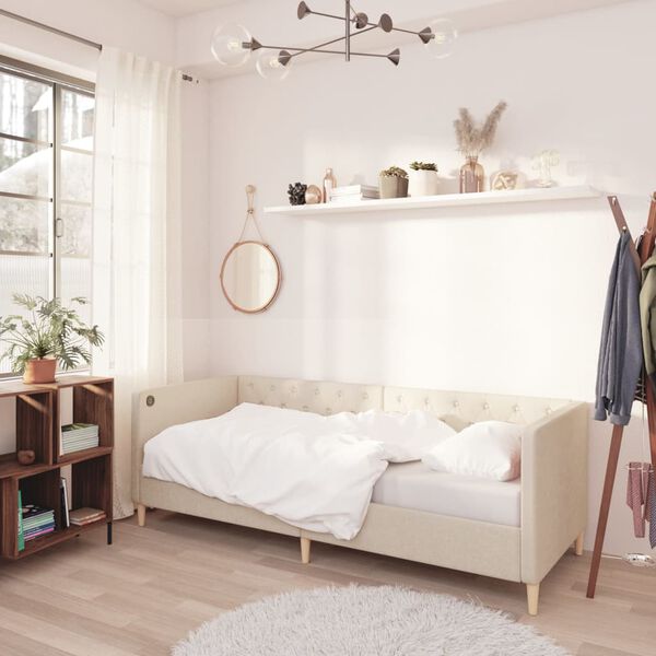 vidaXL Tagesbett mit Matratze USB Creme Stoff 90x200 cm